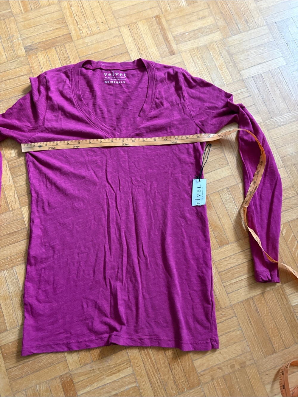 Velvet by Graham & Spencer V-Neck Long Sleeve Shirt - Berry